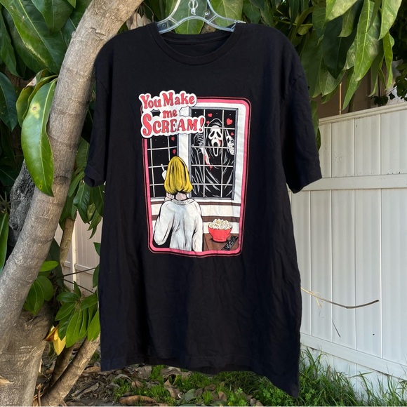 Ghost Face “ You Make Me Scream Shirt ”, Black Graphic Horror Movie T-Shirt - Picture 2 of 6